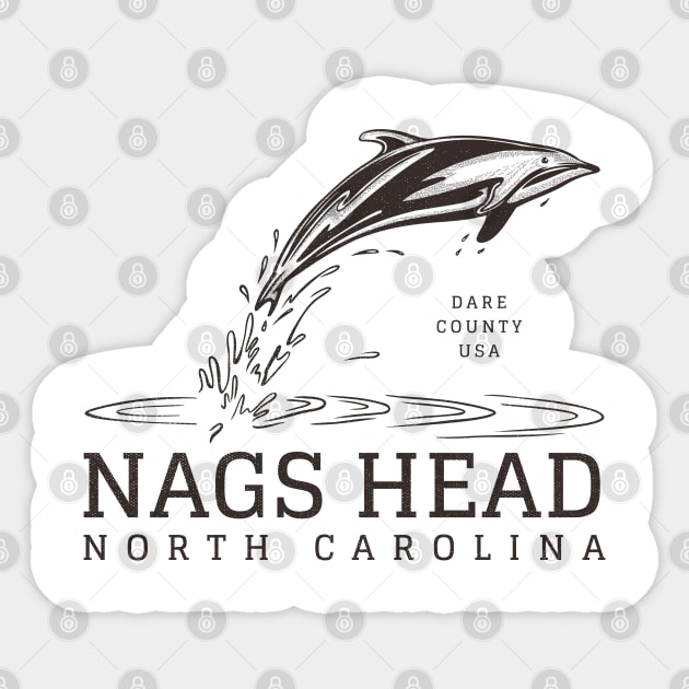 Nags Head, NC Summertime Vacationing Dolphin Sticker by Contentarama